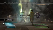 Hope, Sazh, and Fang use Aeroga.