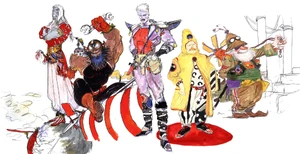 Персонажи по имени Сид (слева направо) из Final Fantasy III, Final Fantasy II, Final Fantasy IV, Final Fantasy V и Final Fantasy VI.