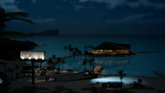 Galdin Quay resort at night from FFXV