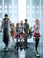 Promotional artwork of the party and Serah Farron.