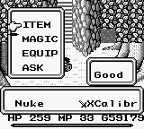 Menu in Final Fantasy Adventure.