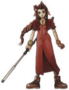 Early concept art of Aerith by Tetsuya Nomura.