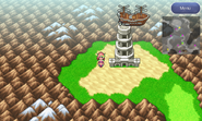 Highwind Tower on the world map, with Cid's airship hovering above the tower.