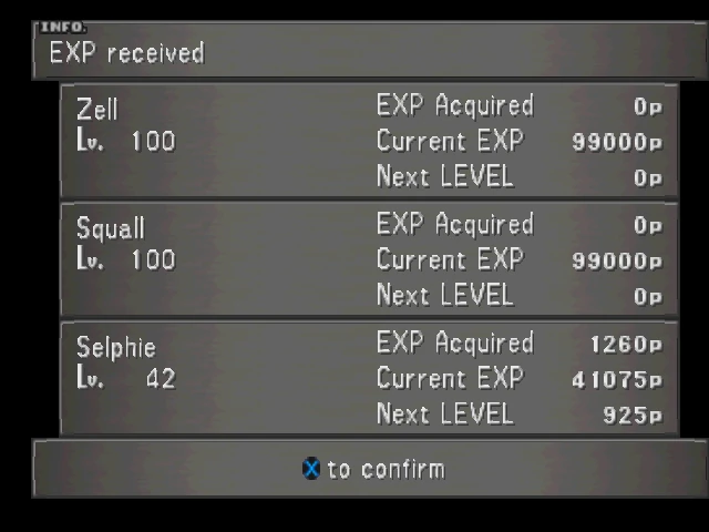 FFVIII Level Up Screen