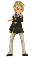 An avatar dressed in a male Trainee Uniform from the Square-Enix Members Virtual World.