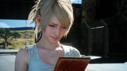 Lunafreya with the Lovers' Notebook.