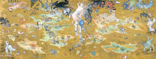 Vana'diel, featuring the Goddess Altana and the Avatars, by Yoshitaka Amano