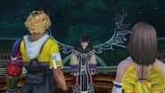 Tidus and Yuna confront Mika in Final Fantasy X.