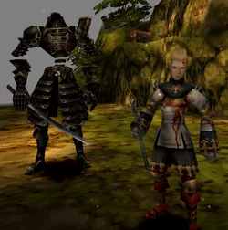 The Dark Crusader and Grissom during battle.