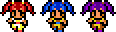 The Magus Sisters' field sprites (SNES).