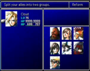 Tela de formação da party em Final Fantasy VII.