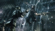 Noctis engages the soldiers in the extended version of the trailer.