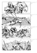 A Chocobo rider in a storyboard sequence.