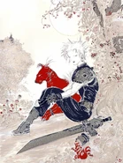 Artwork of Cloud and Red XIII by Amano.