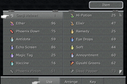 Item menu in Final Fantasy IX Remastered.