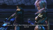 A screenshot from the DLC battle in Final Fantasy XIII-2.