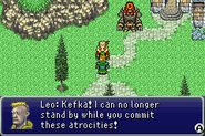 General Leo standing up against Kefka.