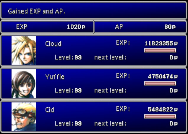 FFVII Level Up Screen