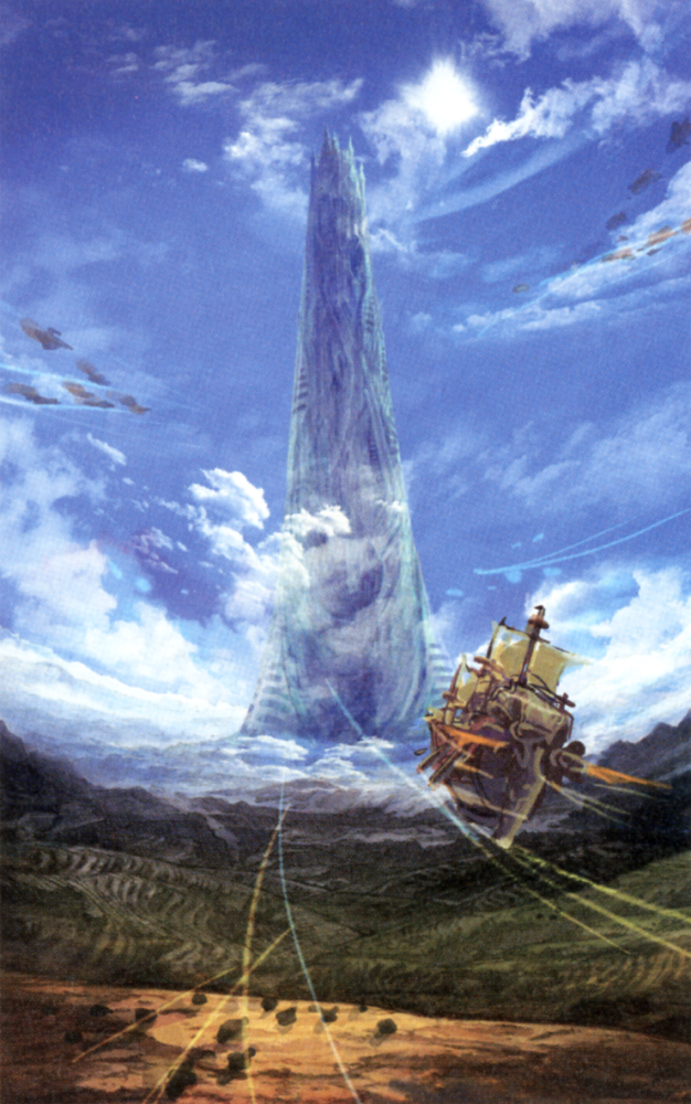 Akira Oguro artwork of the Tower of Babil from Final Fantasy IV. 