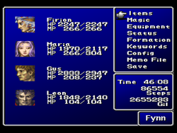 FFII PSX Menu