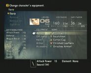 Equipment screen in Final Fantasy XII.