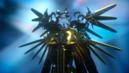 Bahamut is an armored man with wings made out of swords.