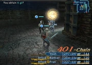 A chain of 401 enemies is achieved. The gold coin shown being dropped is the highest level of loot achievable.