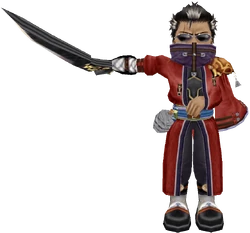Auron's in-game model in Dragon Quest & Final Fantasy in Itadaki Street Special.