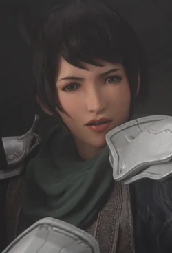 Lucia wearing Shinra infantryman attire.