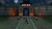 Zack battles Wutai troops in Fort Tamblin.