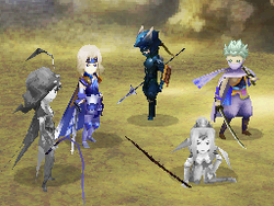 Rydia and Rosa both petrified in  (DS).