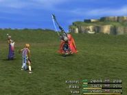 Kimahri attacking in Final Fantasy X.