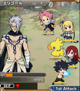 Chocobo battling Erigor with famed guild, Fairy Tail.