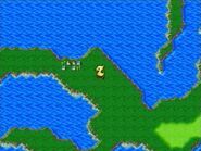 Mysidia on the world map in Final Fantasy IV: The After Years (Wii).