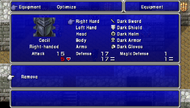 FFIV PSP Equipment Menu