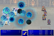 Flare I cast on all enemies in Final Fantasy II (iOS).