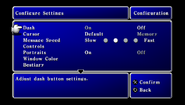 Configuration menu (PSP).