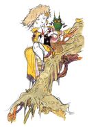 Artwork of child Rydia by Yoshitaka Amano.