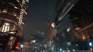 Blick auf zerstörten Reaktor Nr 1 bei Sektor 8 Final Fantasy VII Remake