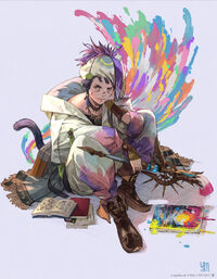 Artwork eines Miqo'te als Piktomant.