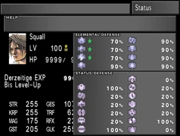 Das Status-Menü listet u.a. die Zustands-Eigenschaften eines Charakters auf.