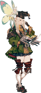 Artwork einer Elezen als Gelehrte, zusammen mit Eos.