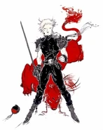 Artwork von Yoshitaka Amano mit Cloud und Red XIII