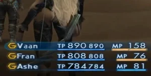 In diesem Beispiel hat  zwei Mysth-Pools, während  einen Mysth-Pool hat, erkennbar an der blauen Färbung des Balkens.  hat ebenfalls nur einen Mysth-Pool, kann aber bereits  beschwören.