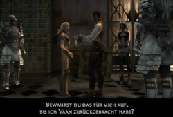 Balthier gibt Penelo sein Taschentuch