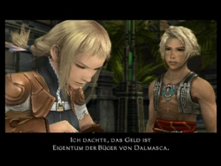 Vaan verteilt Geld der imperialen Soldaten an  Bürger