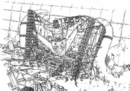 Konzeptzeichnung der zerstörten Bühne