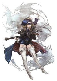 Artwork einer Hyuran als Blaumagier.