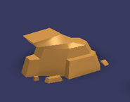 A damaged rock deposit containing gold at around 66% health.