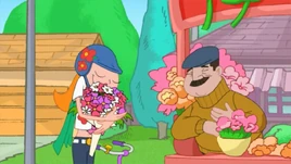 Candace enjoying the bouquet